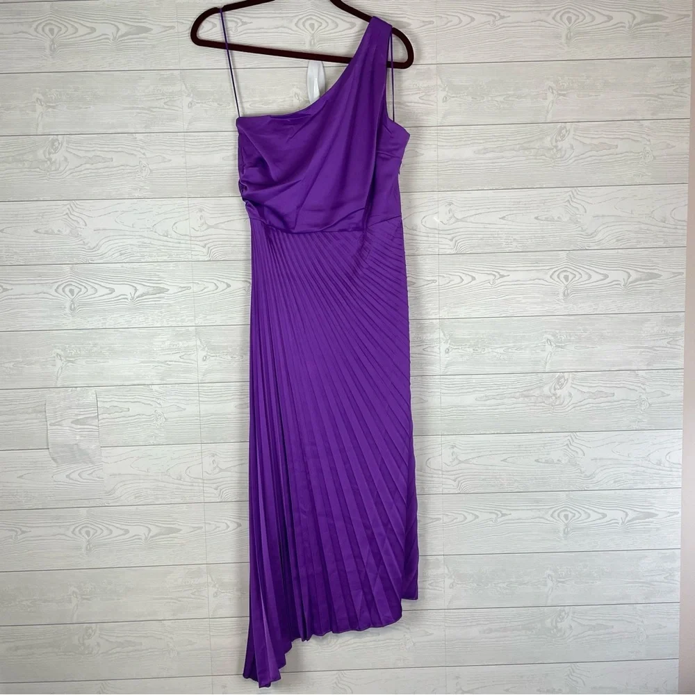 Sam Edelman One Shoulder Purple Ruched Dress NWT Size 2 - Picture 6 of 9